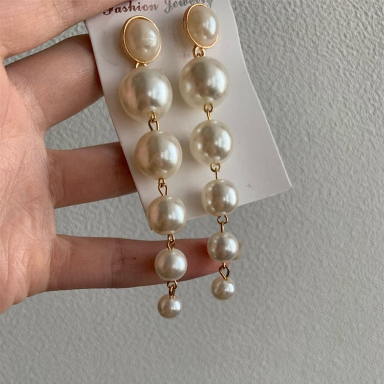 IPARAM Trend Simulation Pearl Long Earrings Female White Round Pearl Wedding Pendant Earrings Fashion Korean Jewelry Earrings - Azbrowse