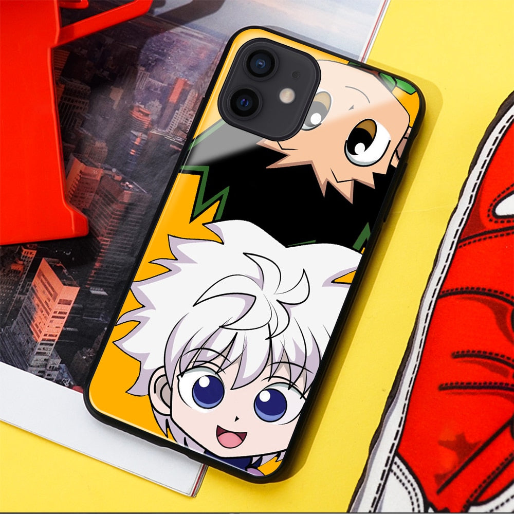 Cute Killua Zoldyck Gon·Freecss Hunter X Hunter Glass case for iphone 12 mini SE 7 8 14 Plus 11 12 13 14 Pro  X XR XS max cover