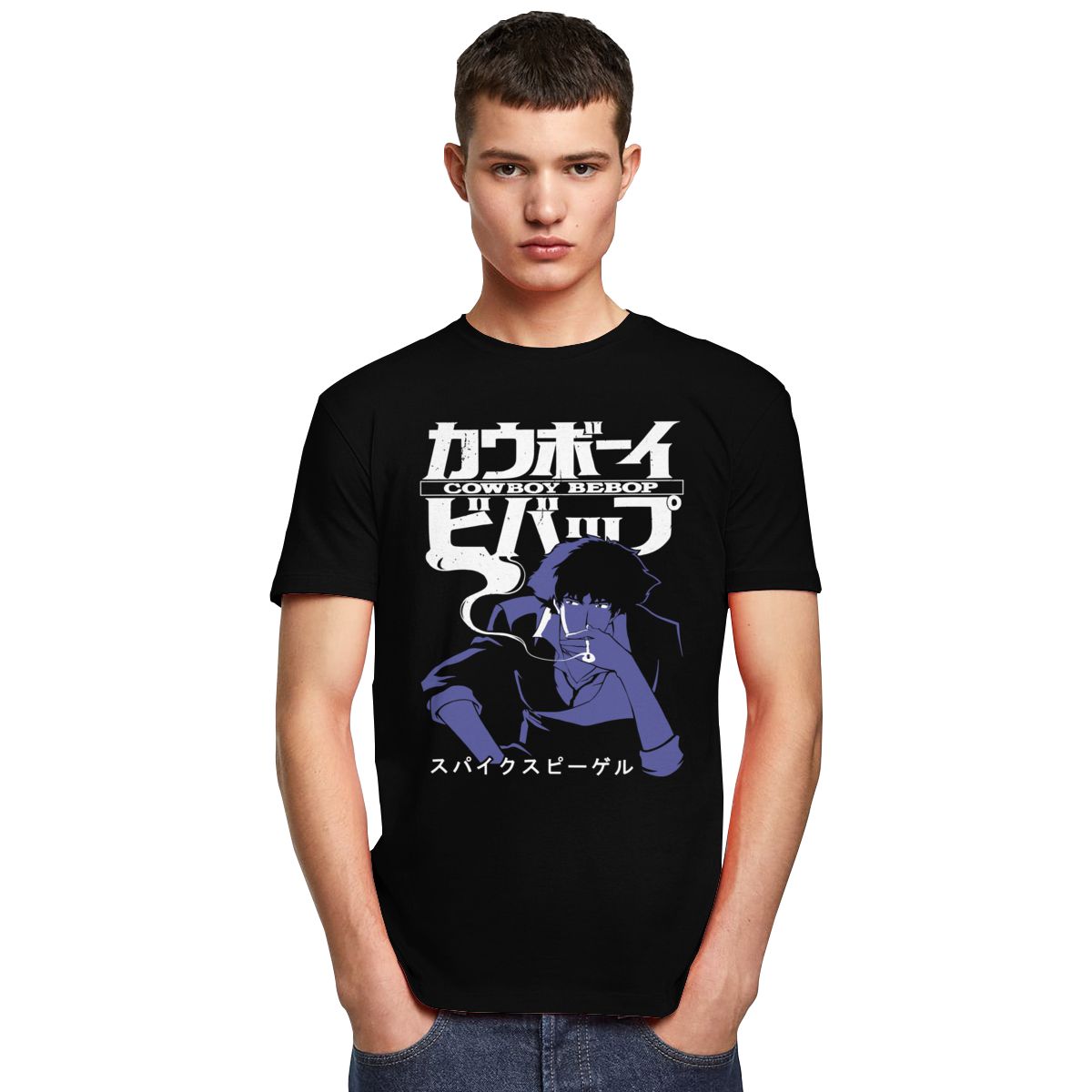 Cool Cowboy Bebop T Shirts Men Short Sleeve Casual Anime Space Spike Japanese Manga Jet Faye Tshirt O-neck Cotton Tee Tops Merch - Azbrowse
