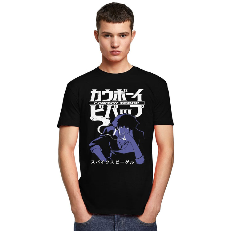 Cool Cowboy Bebop T Shirts Men Short Sleeve Casual Anime Space Spike Japanese Manga Jet Faye Tshirt O-neck Cotton Tee Tops Merch - Azbrowse