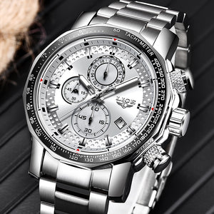 LIGE Silver Big Dial Watch Men Sport Quartz Clock Fashion Men Watches Top Brand Luxury Man Military Waterproof Chronograph 2021 - Azbrowse