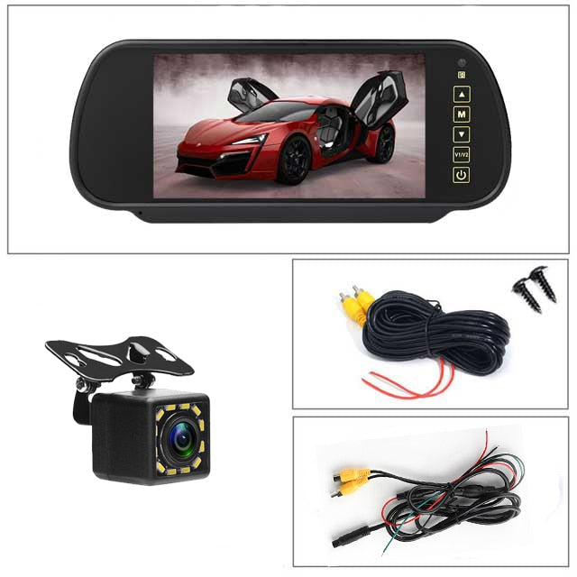 Reverse Parking System 7 inch TFT LCD Screen Car Monitor Rearview Backup Mirror with Night Vision Rearview Camera - Azbrowse