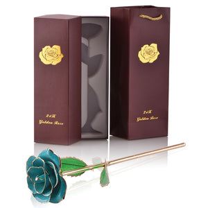 Gifts for Women 24k Gold Dipped Rose with Stand Eternal Flowers Forever Love In Box Girlfriend Wedding Valentine Gift for Her - Azbrowse