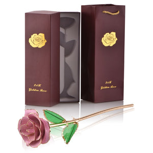 Gifts for Women 24k Gold Dipped Rose with Stand Eternal Flowers Forever Love In Box Girlfriend Wedding Valentine Gift for Her - Azbrowse