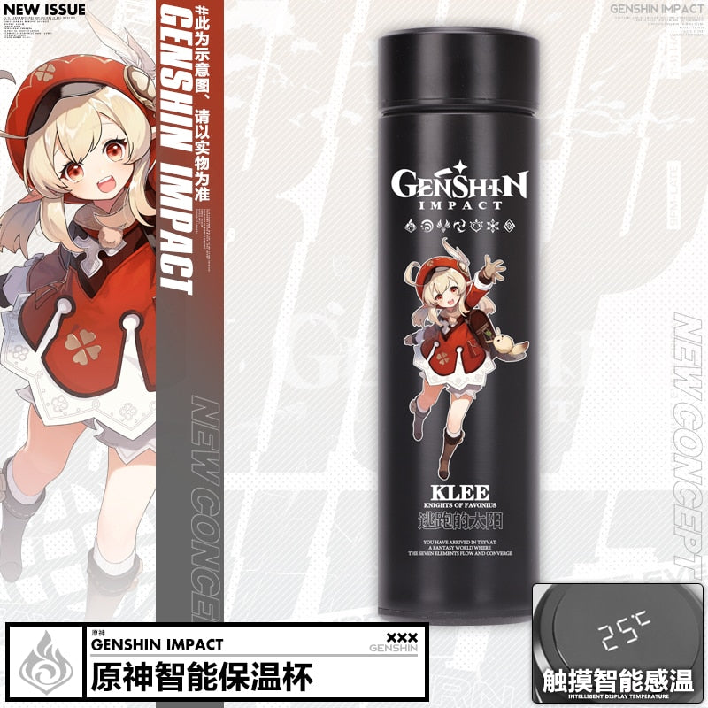 Anime Game Genshin Impact Venti Paimon Klee Diluc Qiqi Keqing Stainless Steel Vacuum Cup Thermos Cup Water Bottle Xmas Gift - Azbrowse