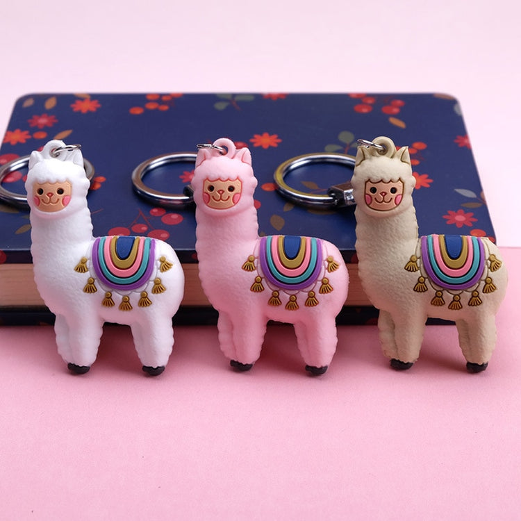 New Qualitied Original cartoon Lamb cute Luck Zodiac Alpaca keychain key ring Simulation Animals Pendant Jewelry Birthday gift - Azbrowse