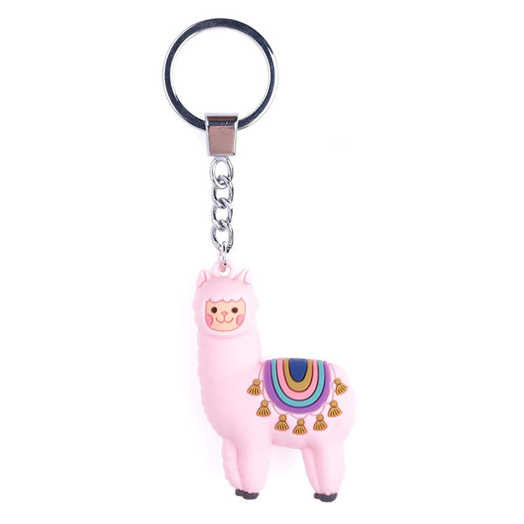 New Qualitied Original cartoon Lamb cute Luck Zodiac Alpaca keychain key ring Simulation Animals Pendant Jewelry Birthday gift - Azbrowse