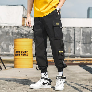 2020 New Hip Hop Joggers Cargo Pants Men Harem Pants Multi-Pocket Ribbons Man Sweatpants Streetwear Casual Mens Pants XS-5XL - Azbrowse