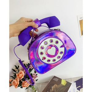 Telephone Shape Purses and Handbags for Women Fashion Pink Shoulder Bag Novel Designer Brand Crossbody Bag Top-Handle Totes 2021 - Azbrowse