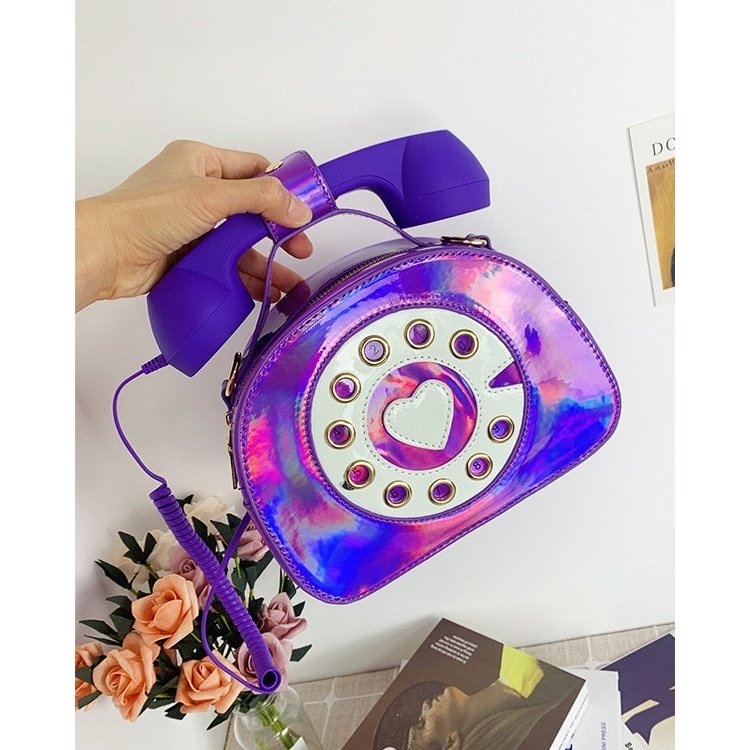Telephone Shape Purses and Handbags for Women Fashion Pink Shoulder Bag Novel Designer Brand Crossbody Bag Top-Handle Totes 2021 - Azbrowse