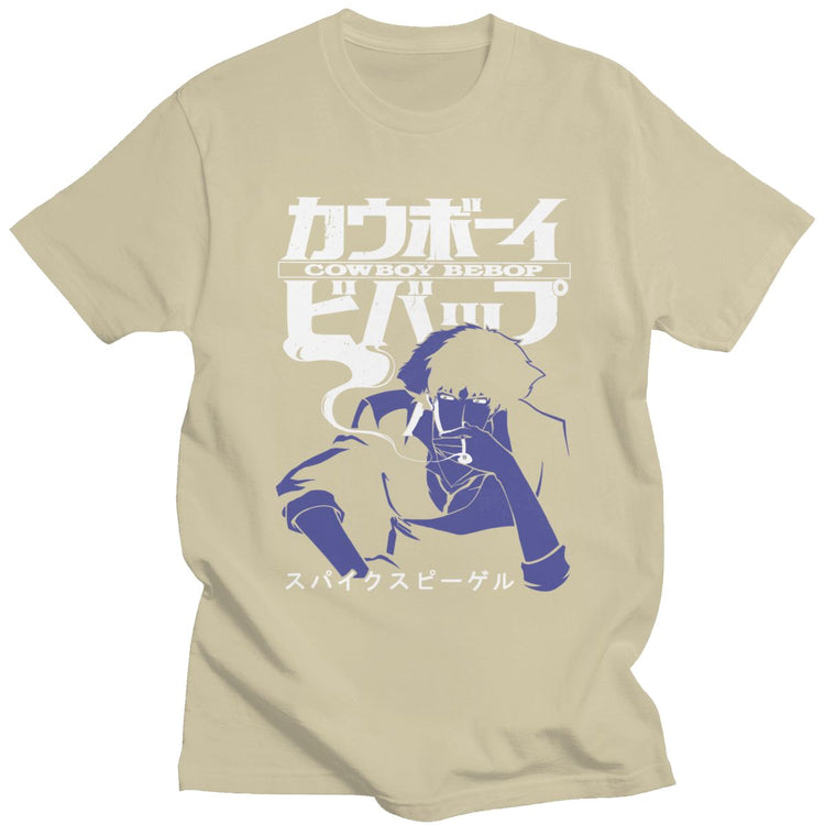 Cool Cowboy Bebop T Shirts Men Short Sleeve Casual Anime Space Spike Japanese Manga Jet Faye Tshirt O-neck Cotton Tee Tops Merch - Azbrowse