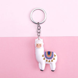 New Qualitied Original cartoon Lamb cute Luck Zodiac Alpaca keychain key ring Simulation Animals Pendant Jewelry Birthday gift - Azbrowse