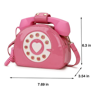 Telephone Shape Purses and Handbags for Women Fashion Pink Shoulder Bag Novel Designer Brand Crossbody Bag Top-Handle Totes 2021 - Azbrowse
