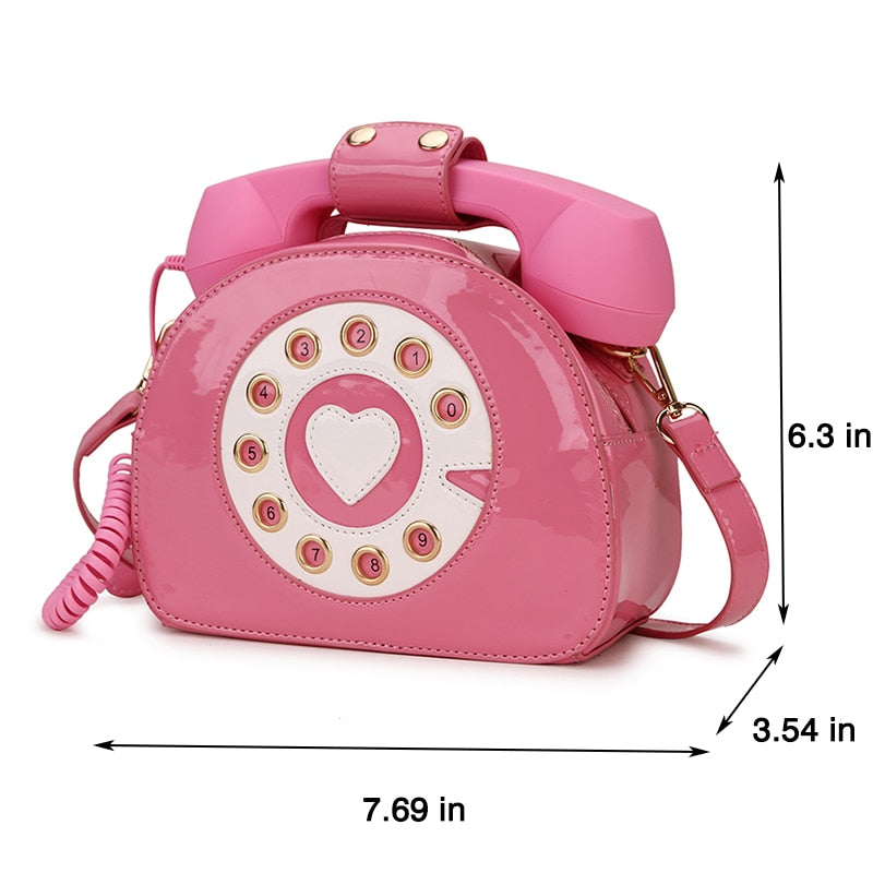 Telephone Shape Purses and Handbags for Women Fashion Pink Shoulder Bag Novel Designer Brand Crossbody Bag Top-Handle Totes 2021 - Azbrowse