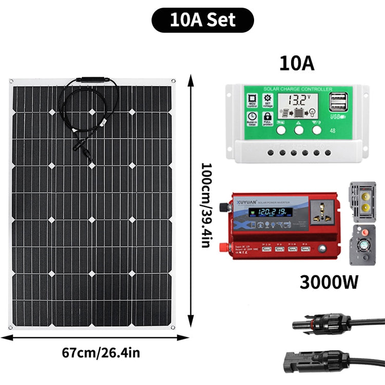 600w 1200w ETFE Solar Panel 12v Photovoltaic Home System Inverter Complete Kit Solar Cell Battery Charger For Car Boat Camping - Azbrowse