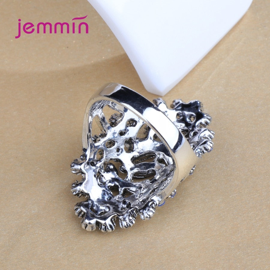 Full Rhinestone Women Classic 925 Sterling Silver Dragonfly Rings For Women Women Fine Jewelry Wholesale Party Gift - Azbrowse