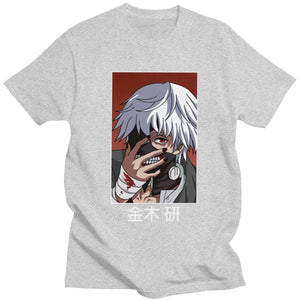 Tokyo Ghoul Ken Kaneki T Shirt for Men Pre-shrunk Cotton Graphic T-shirt O-neck Short Sleeve Japanese Anime Manga Tee Clothing - Azbrowse