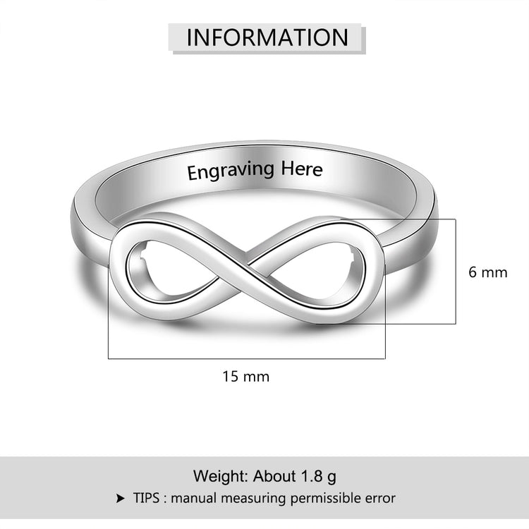 Personalized Infinity Ring Silver Color Custom Name Wedding Gift Love Forever Ring for Women Fashion Jewelry Lam Hub Fong - Azbrowse