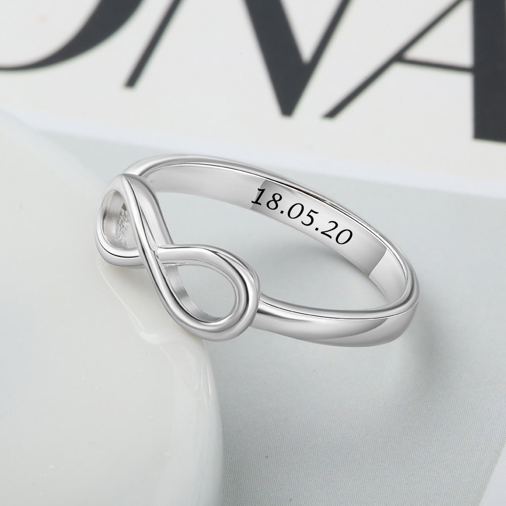Personalized Infinity Ring Silver Color Custom Name Wedding Gift Love Forever Ring for Women Fashion Jewelry Lam Hub Fong - Azbrowse