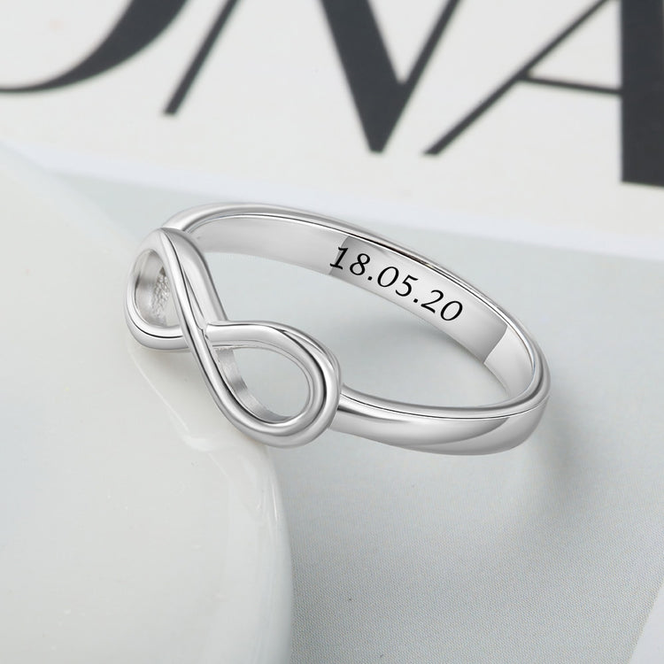 Personalized Infinity Ring Silver Color Custom Name Wedding Gift Love Forever Ring for Women Fashion Jewelry Lam Hub Fong - Azbrowse