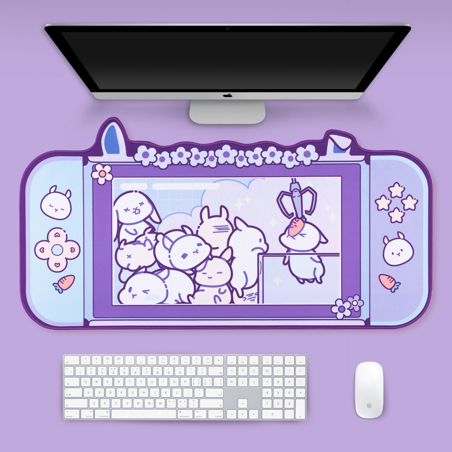 Big Mouse Pad Cute Cat Ears Desk Pad Thicken Computer Games Non-slip Pink Girl Cartoon Super Cute For Girl Game Boy 80CM*40CM - Azbrowse