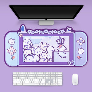 Big Mouse Pad Cute Cat Ears Desk Pad Thicken Computer Games Non-slip Pink Girl Cartoon Super Cute For Girl Game Boy 80CM*40CM - Azbrowse
