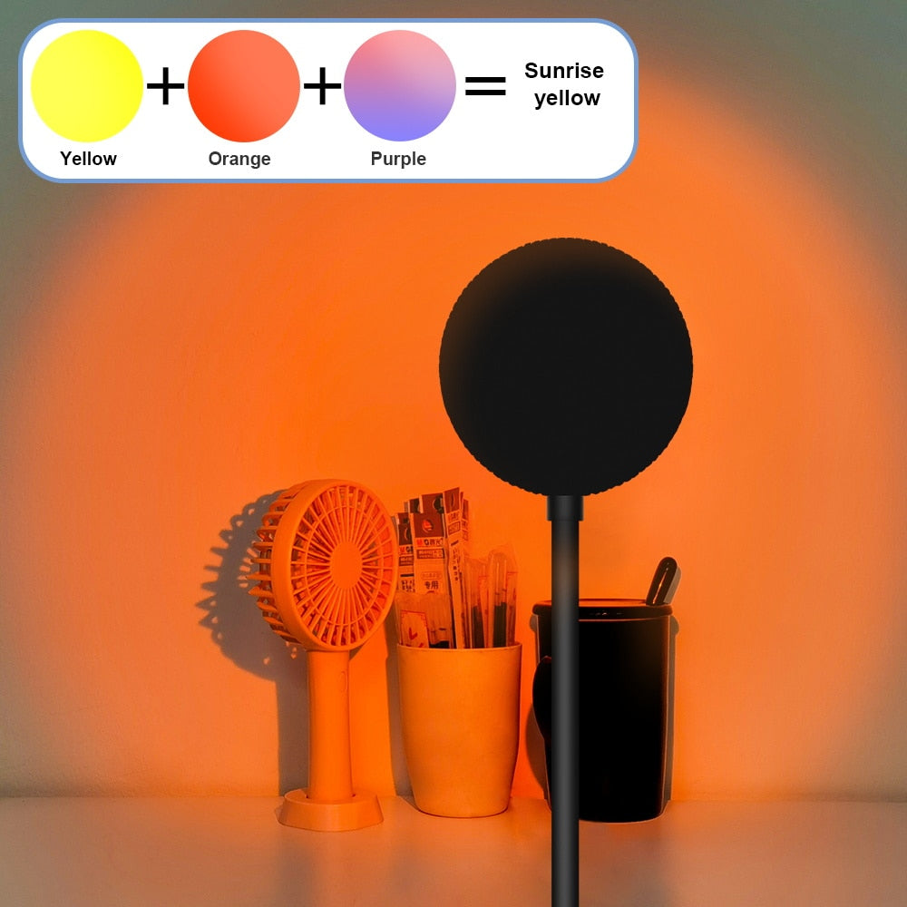 LED Projection Lamp Sunset Light Night LED Sunset Bulb Color Lamp 5V USB Rainbow Lamp Desk LED Decoration Atmosphere Lighting - Azbrowse