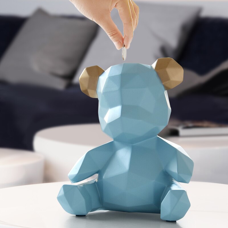 Piggy Bank Teddy Bear Figurines Money Box Gift Wedding Storage Box Money For Children Coins Holders Box Kids Toy Coin Bank - Azbrowse