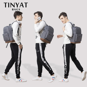 TINYAT Men's 15 inch laptop backpacks computer male school Backpacks Rucksacks leisure for teenage Travel Shoulder Mochila Grey - Azbrowse
