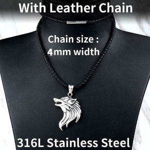 Beier 316L stainless steel dropshipping hot sell viking wolf men necklace celt wolf head pendant Fashion Jewelry LP302 - Azbrowse