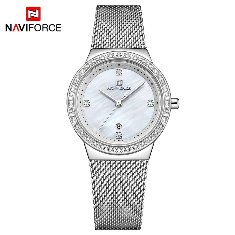 NAVIFORCE Women's Watch Luxury Rhinestone Fashion Ladies Watches Date Waterproof Quartz Wristwatch Clock Female Relogio Feminino - Azbrowse