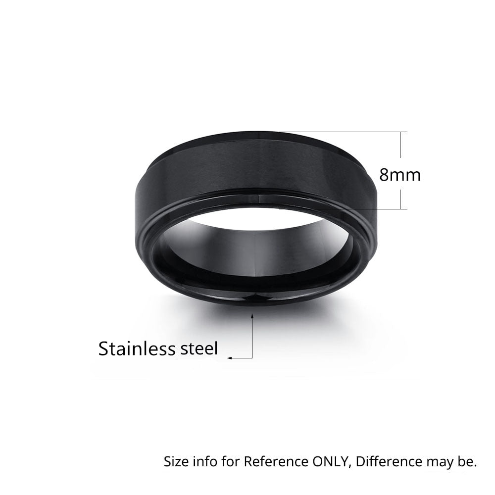Personalized Engrave Name Rings for Men Black Stainless Steel Ring Fashion Male Jewelry Gift for Husbands (JewelOra RI103856) - Azbrowse