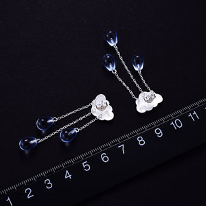 Lotus Fun Real 925 Sterling Silver Natural Crystal Gems Fine Jewelry Ethnic Cloud Long Tassel Drop Earrings for Women Brincos - Azbrowse