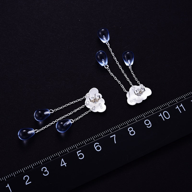 Lotus Fun Real 925 Sterling Silver Natural Crystal Gems Fine Jewelry Ethnic Cloud Long Tassel Drop Earrings for Women Brincos - Azbrowse