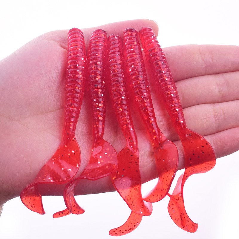 5PCS Long Tail Worm Fishing Soft Baits 80mm 4.3g Jig Wobblers Fishy Smell With Salt Silicone Lures Bass Carp Pike Pesca Tackle - Azbrowse