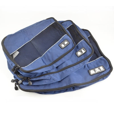 RUPUTIN 3Pcs/set Travel Luggage Organizer Packing Cubes Set Breathable Mesh Storage Clothes Bag Waterproof Travel Accessories - Azbrowse