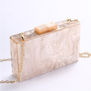 Fashion Pearlescent Acrylic Bag Chain Women Messenger Bag Geometric Patchwork Clutches Elegant Evening Bag Party Prom Handbags - Azbrowse