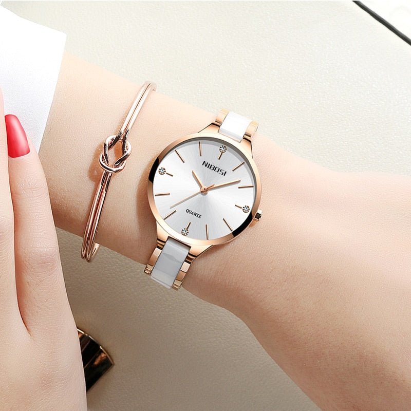 NIBOSI Women Wrist Watch Ceramic Bracelet Watches Ladies Creative Watch For Women Female Clock Relogio Feminino Montre Femme - Azbrowse