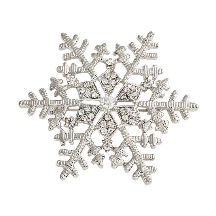 Fashion Crystal Christmas white Snowflake Brooch Rhinestone Women Brooches Mujer Scarf  Clip Girls hijab accessories  X0892