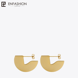 Enfashion Punk Geometic Semi-circle Fan Stud Earring Gold Color Stainless Steel Earrings For Women Earrings oorbellen E5423 - Azbrowse