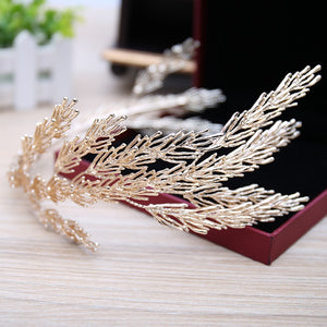 Irregular Baroque Crowns  Leaf Headband Hair Jewelry Wedding Accessories Princess Tiara - Azbrowse