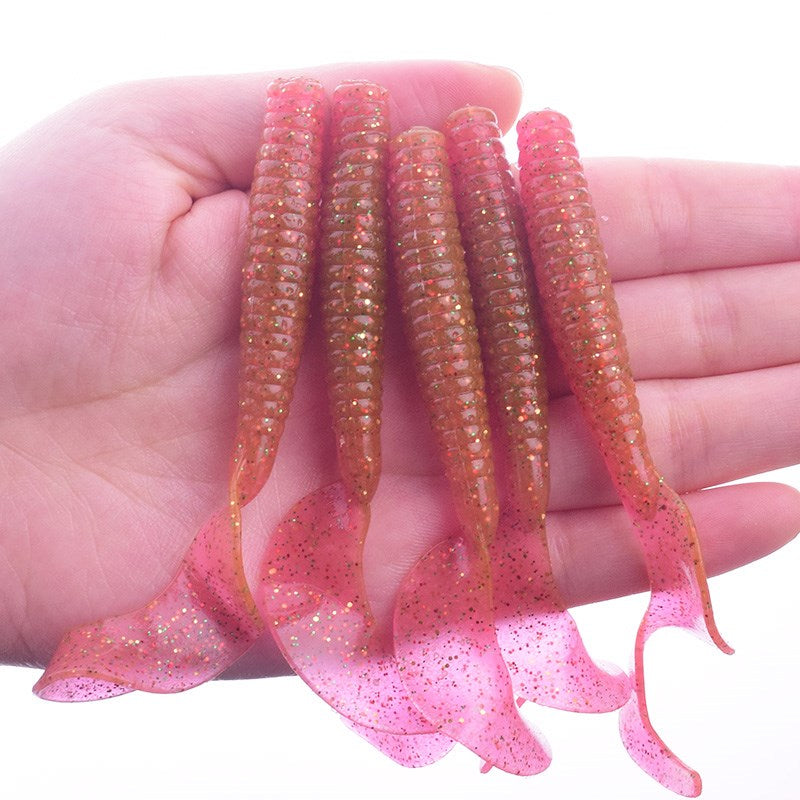 5PCS Long Tail Worm Fishing Soft Baits 80mm 4.3g Jig Wobblers Fishy Smell With Salt Silicone Lures Bass Carp Pike Pesca Tackle - Azbrowse