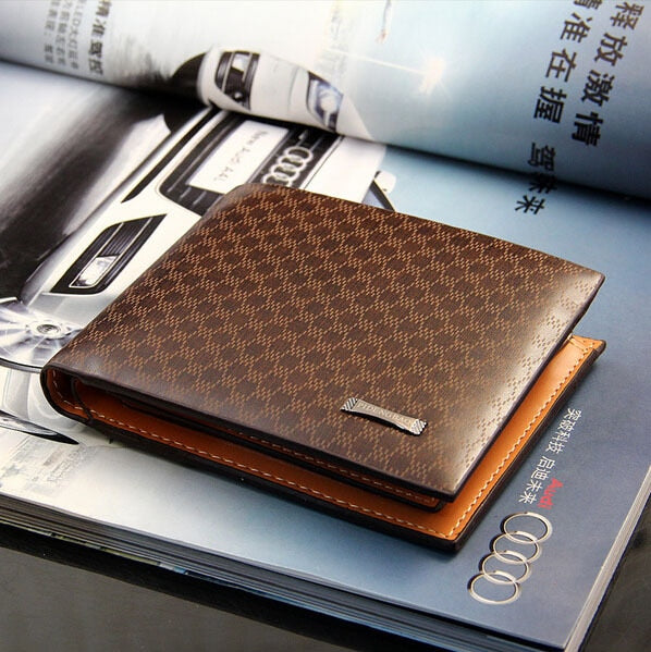New Brand Plaid Designer Short Men's Wallets Leather Purse For Male With Card Holder Man Money Bag - Azbrowse