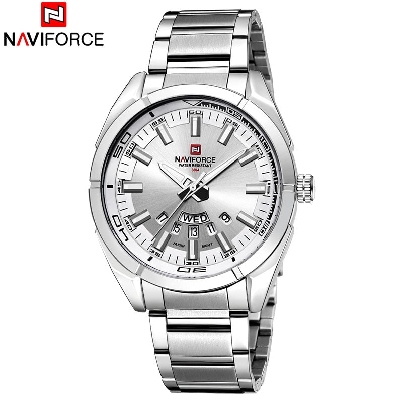 NAVIFORCE Top Luxury Brand Business Quartz Men Watches Men's Stainless Steel Band Waterproof Date Wristwatches Relogio Masculino