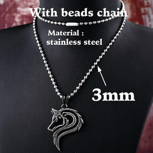 Beier 316L stainless steel dropshipping hot sell viking wolf men necklace celt wolf head pendant Fashion Jewelry LP302 - Azbrowse