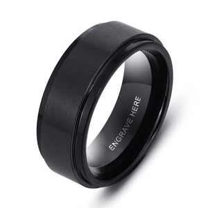 Personalized Engrave Name Rings for Men Black Stainless Steel Ring Fashion Male Jewelry Gift for Husbands (JewelOra RI103856) - Azbrowse
