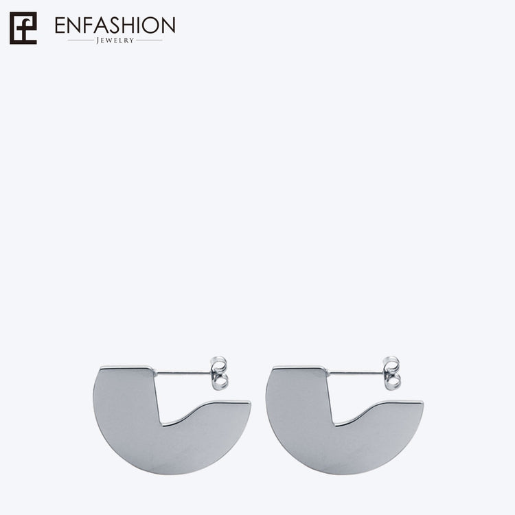 Enfashion Punk Geometic Semi-circle Fan Stud Earring Gold Color Stainless Steel Earrings For Women Earrings oorbellen E5423 - Azbrowse