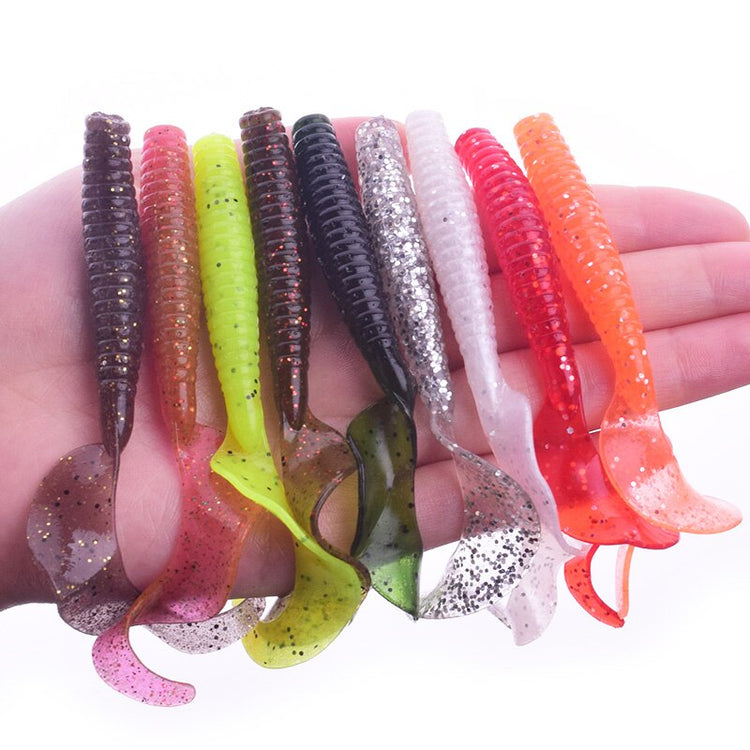 5PCS Long Tail Worm Fishing Soft Baits 80mm 4.3g Jig Wobblers Fishy Smell With Salt Silicone Lures Bass Carp Pike Pesca Tackle - Azbrowse