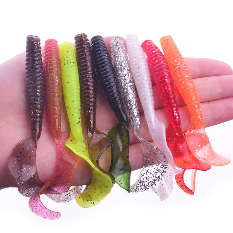 5PCS Long Tail Worm Fishing Soft Baits 80mm 4.3g Jig Wobblers Fishy Smell With Salt Silicone Lures Bass Carp Pike Pesca Tackle - Azbrowse