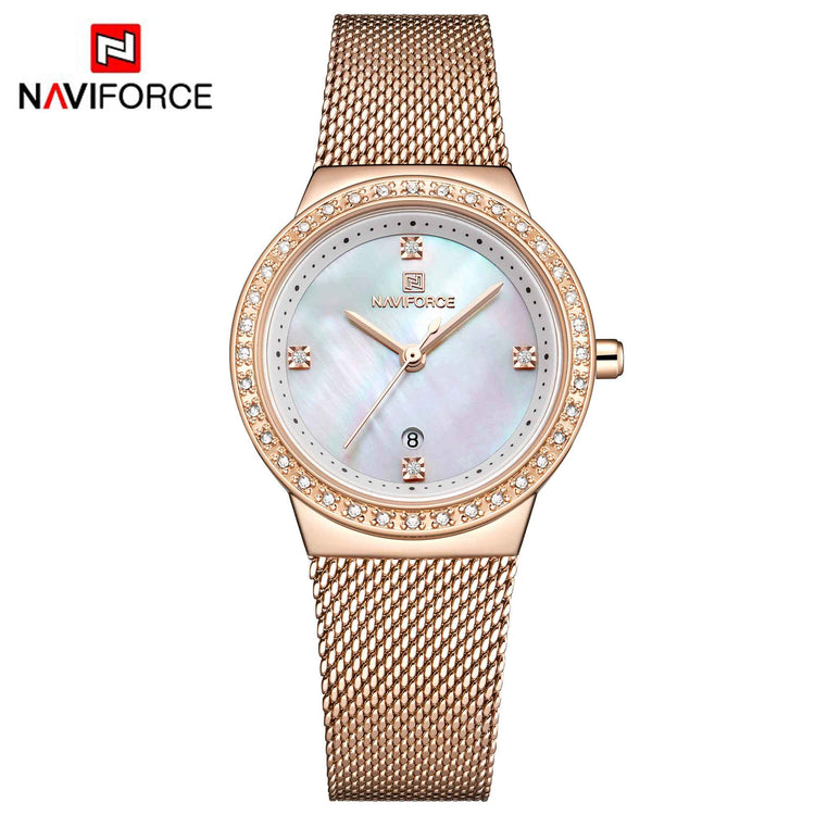 NAVIFORCE Women's Watch Luxury Rhinestone Fashion Ladies Watches Date Waterproof Quartz Wristwatch Clock Female Relogio Feminino - Azbrowse